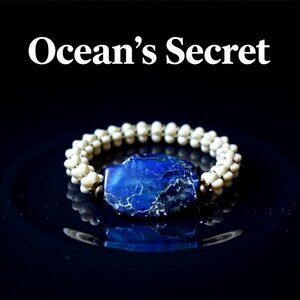 Gorgeous + Unique Statement Bracelet! Big, Bold & Chunky! Sea Sediment Jasper